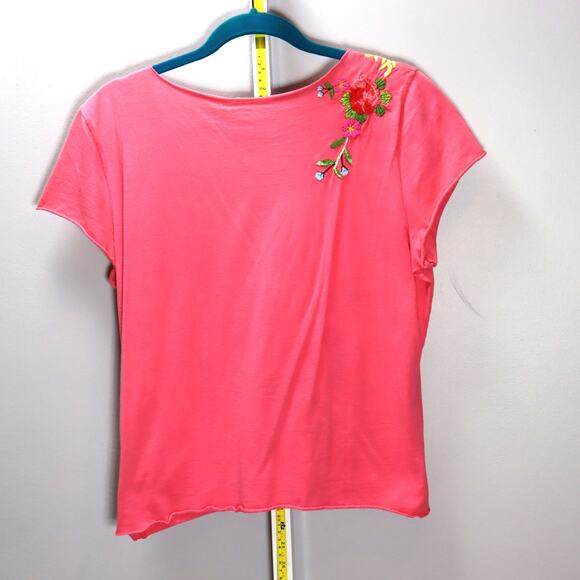 Johnny Was Los Angeles Pink Embroidered Floral V-Neck Top Size L - Picture 2 of 3